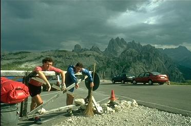 am Ziel : am Parkplatz des Rifugio Auronzo